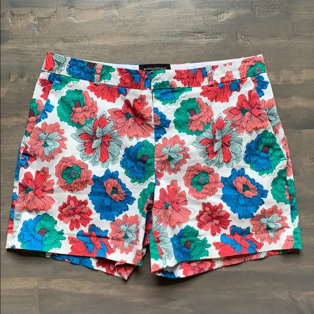 Banana Republic White & Floral Shorts